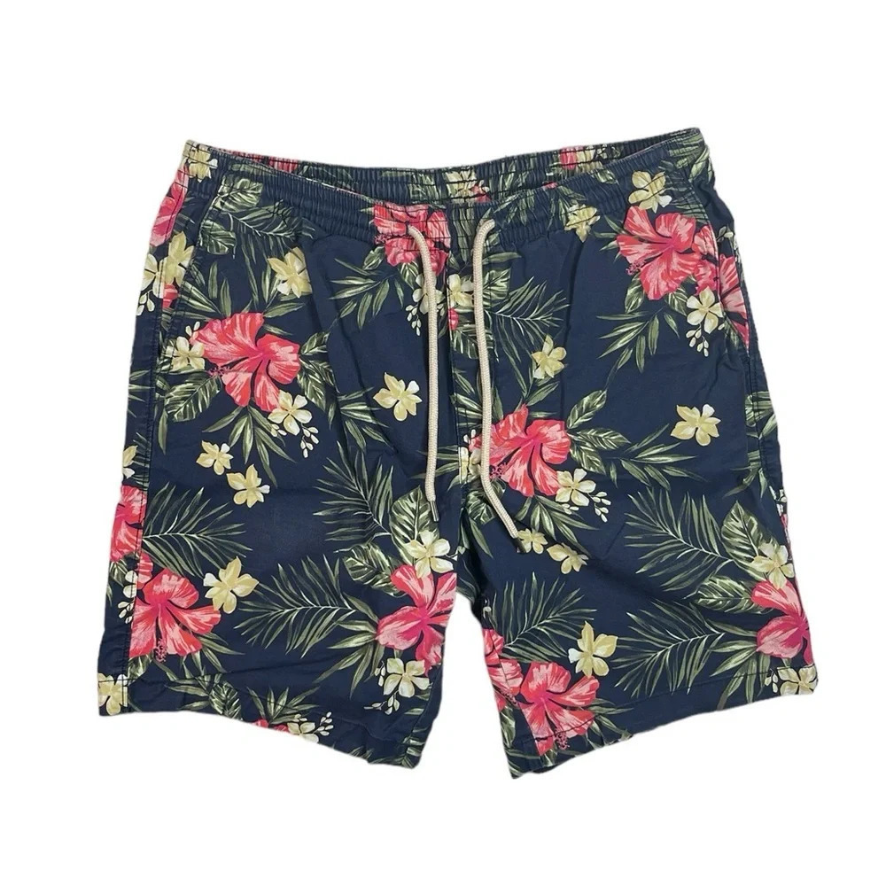 SH548 Men’s George Brand Hawaiian Floral Tropical Beach Shorts M